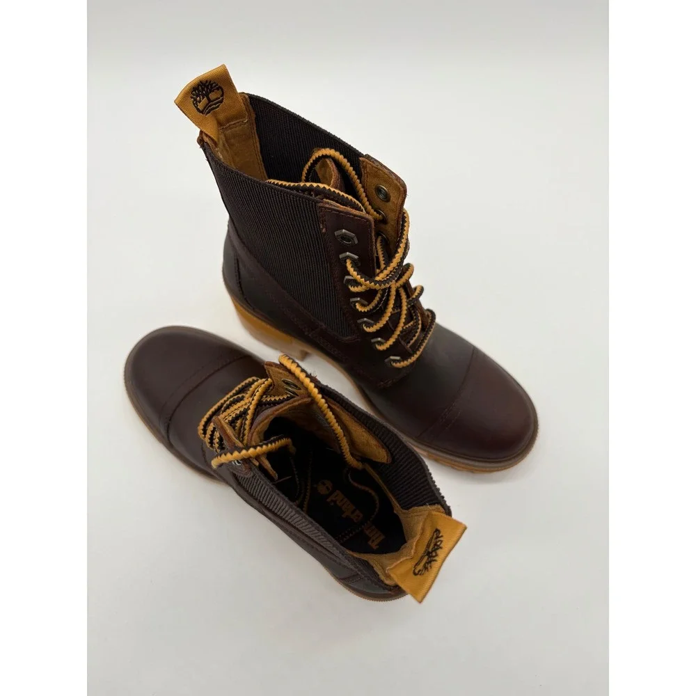Timberland Courmayeur Valley Boots Womens 9 Brown Excellent Heeled Lug Sole